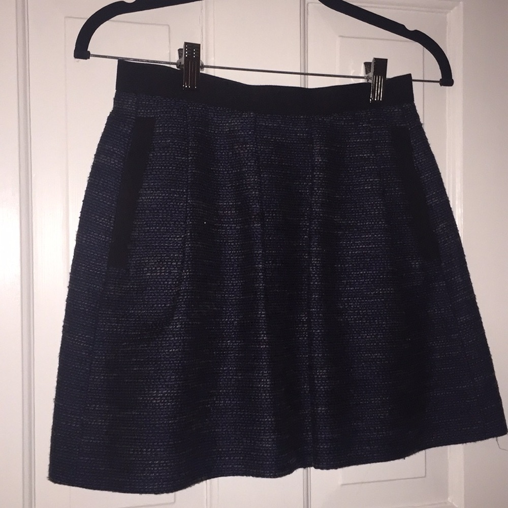 French Connection tweed mini a line Skirt navy with black details and pockets